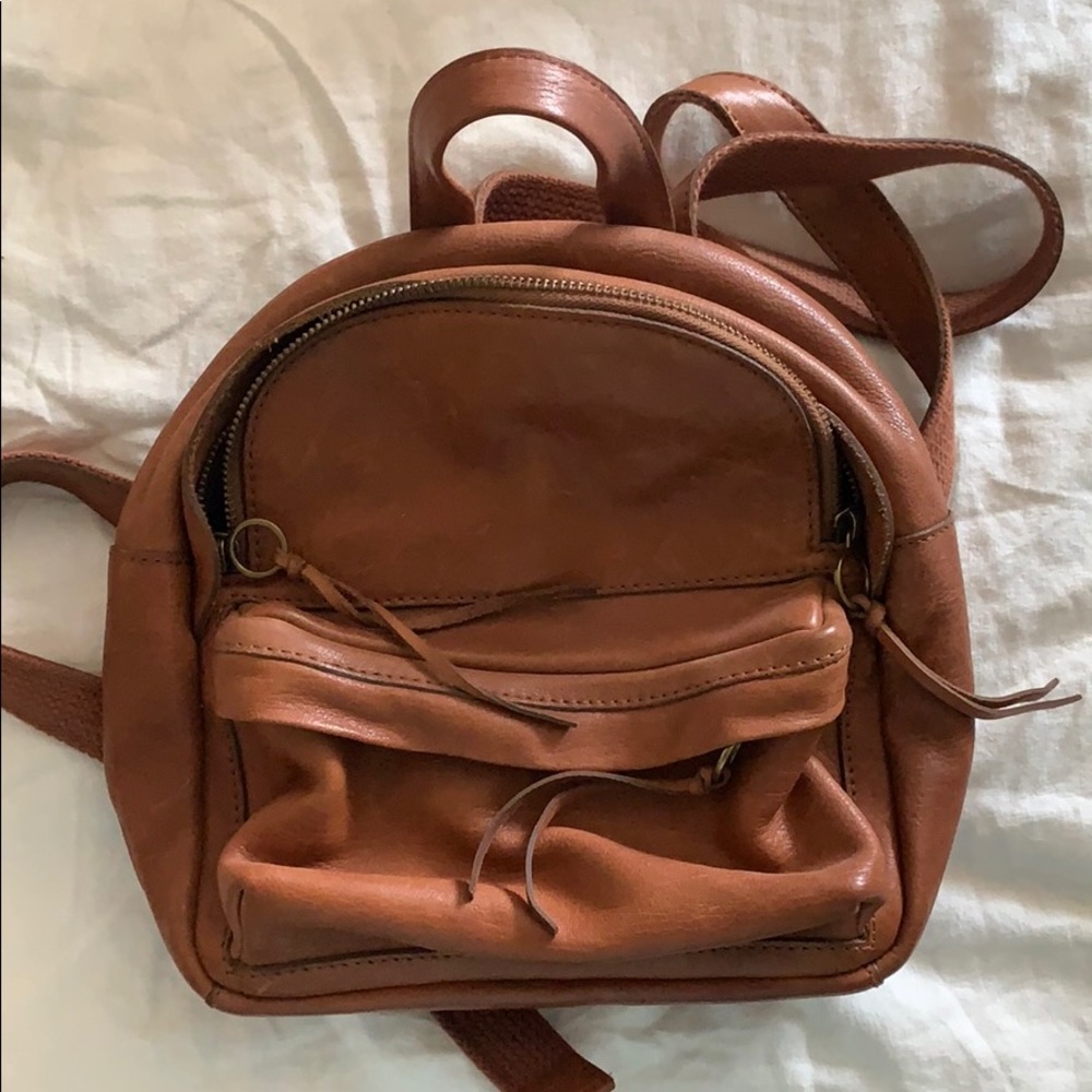Madewell brown leather mini backpack